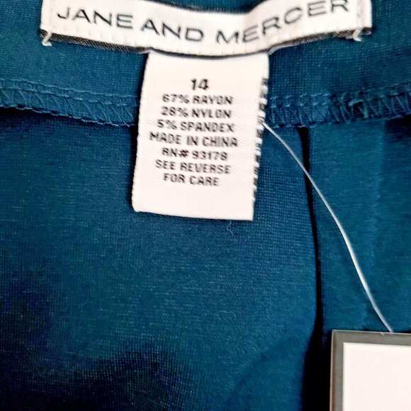 Jane and Mercer Women Green Skirt Sz 14 Pronounced Gold Back Zipper Stretch - Picture 9 of 10